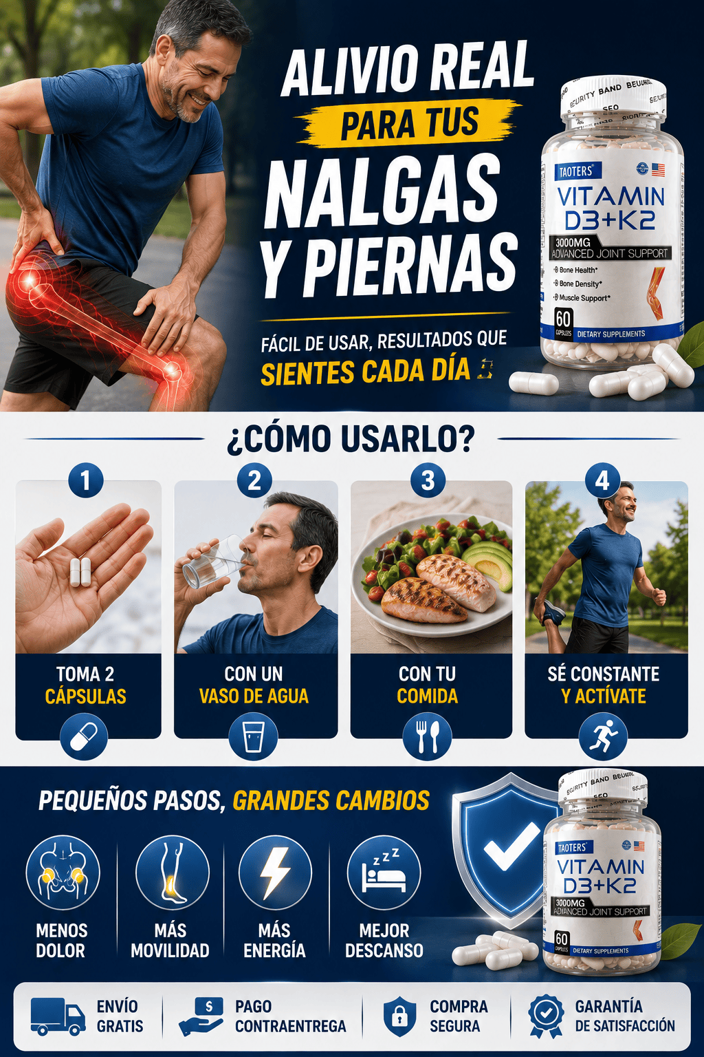 VITAMIN D3 + K2 | Apoya la Salud Ósea y Articular en 30 Días (60 Cápsulas)